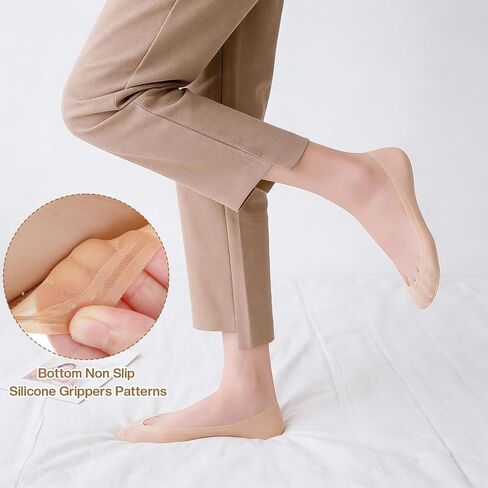 Grevosea 6 Pairs Women's No Show Socks Ultra Low Cut Liners Non Slip Invisible Hidden Socks for Flats Cotton Comfortable Breathable Size 5-8/9-11 in Kuwait