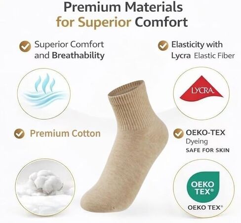 Women's Quarter Crew Socks, Lightweight Casual Above Ankle Socks for Women, Breathable Smooth Toe in Saudi Arabia