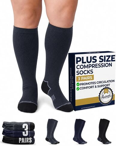 Pembrook® Plus Size Compression Socks for Women Wide Calf - 3 Pairs, 20-30mmHg Extra Wide Calf Compression Socks, Up to 4XL in Saudi Arabia