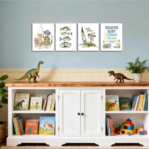 Frimeeme Unframed Fishing Theme Nursery Wall Art Prints,8 x 10 In | 4Pcs Nursery Hunting Wall Art，Nursery fishing wall art，Hunting Dog Posters Prints for Boys Room Farmhouse Canvas in Saudi Arabia