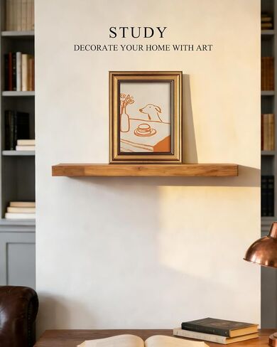ARPEOTCY Gold Framed Wall Art, Kitchen Wall Art, Sneaky Dog Breakfast Wall Decor, Abstract Whimsical Animal Sketch Canvas Prints Artwork, Still Life Vintage Shelf Decor for Dining Room Living Room Office, 8x10 Inch in Saudi Arabia