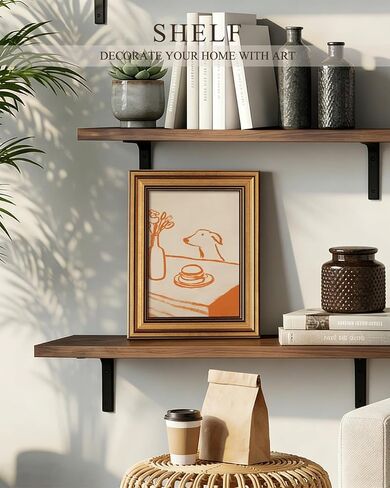 ARPEOTCY Gold Framed Wall Art, Kitchen Wall Art, Sneaky Dog Breakfast Wall Decor, Abstract Whimsical Animal Sketch Canvas Prints Artwork, Still Life Vintage Shelf Decor for Dining Room Living Room Office, 8x10 Inch in Saudi Arabia