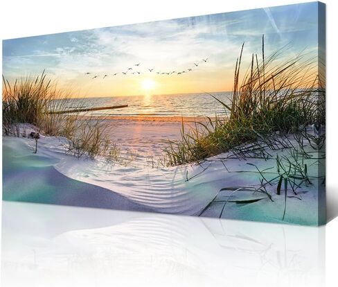 Wapluam Canvas Wall Art For Living Room Wall Decor For Bedroom Blue Sea Beach Scenery Wall Paintings Poster Prints Artwork Office Decorations Ocean Seascape Pictures Modern Room Home Decor 40X20 in in Saudi Arabia