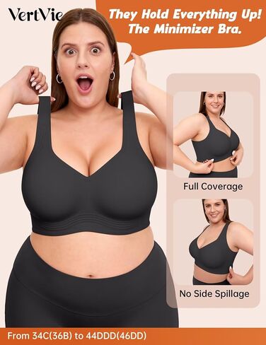 Vertvie 2 Pack Jelly Minimizer Soft Wireless Push Up Bra (أسود + بيج، 36C) in Kuwait