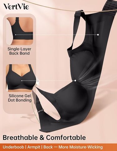 Vertvie 2 Pack Jelly Minimizer Soft Wireless Push Up Bra (أسود + بيج، 36C) in Kuwait