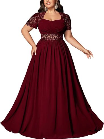 Women Lace Plus Size Bridesmaid Dress A line Wedding Guest Formal Maxi Dress Elegant Prom Evening Party Cocktail Gown in Saudi Arabia