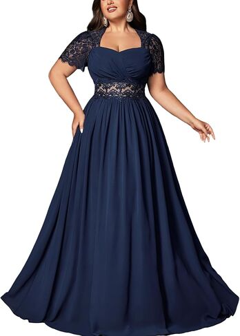 Women Lace Plus Size Bridesmaid Dress A line Wedding Guest Formal Maxi Dress Elegant Prom Evening Party Cocktail Gown in Saudi Arabia