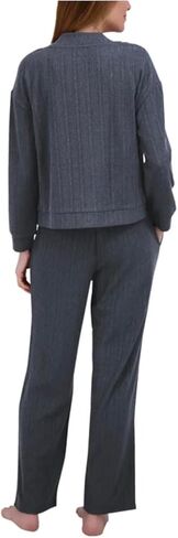 Women's 3 Piece Textured Cable Knit Lounge Set (US, Alpha, Large, Regular, Regular, Navy) in Saudi Arabia