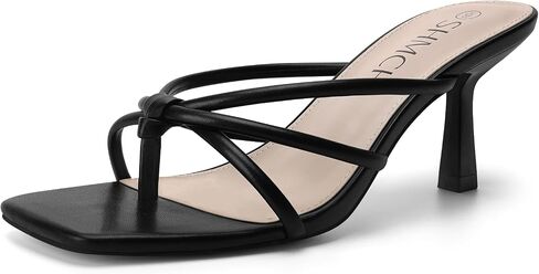 Womens Kitten Heel Sandals, Square Toe Strappy Thong Slip On Heels, Mule Heels Open Toe Dressy Summer Sandals in Saudi Arabia