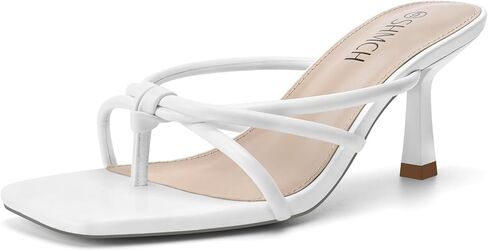 Women's Kitten Heel Sandals Square Toe Strappy Thong Heels | Comfortable 2.56-Inch Heels, Open Toe Slip-On Mule Design, Dressy Sandals for Summer, Wedding, Daily Wear in Saudi Arabia