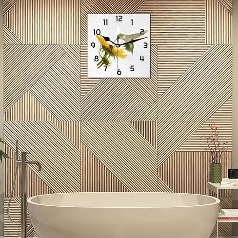 Bird Sunflower Square Wall Clock Silent Non Ticking Clocks 12 Inch Battery Operated Table Standing Wall Decor for Living Room, Kitchen, Home, Bedroom, Office or School in Kuwait