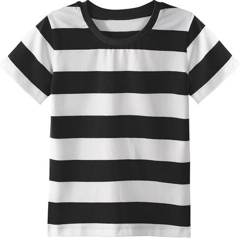 COSLAND Boys and Toddlers' Short Sleeve Striped T-Shirt, Cotton, Kids' Crew Neck Tee, 2T-Large in Kuwait