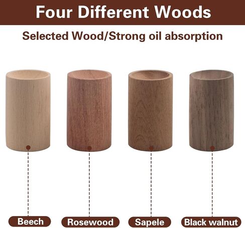4 PCS Wood Essential Oil Diffusers, 4 Different Woods Small Cylinder Passive Diffuser for Home, Office, Bathroom, Bedroom, Car, Wardrobe, Yoga Hall and SPA (Wood Has No Fragrance) in Saudi Arabia