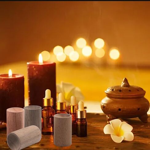 4 PCS Wood Essential Oil Diffusers, 4 Different Woods Small Cylinder Passive Diffuser for Home, Office, Bathroom, Bedroom, Car, Wardrobe, Yoga Hall and SPA (Wood Has No Fragrance) in Saudi Arabia