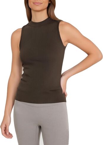 MessBebe Womens Sleeveless Tank Tops Ribbed High Neck Racerback Slim Fitted Basic Knit Shirts in Saudi Arabia