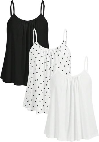 SHENHE Women's 3 Pack Camisole Tops Spaghetti Strap Loose Fit Flowy Cami Tank Tops in Saudi Arabia