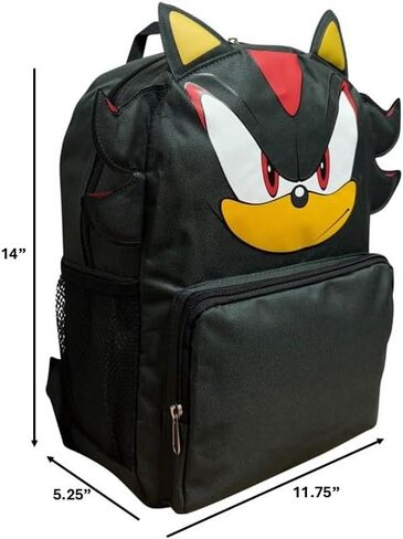 حقيبة ظهر Ruz Sonic Shadow the Hedgehog مقاس 14 بوصة مع ميزات ثلاثية الأبعاد - حقيبة مدرسية للأطفال in Kuwait