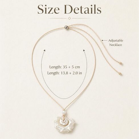 Shell Necklace for Women, Adjustable Beach Jewelry Pendant with Mother of Pearl Look, Pearl Bead Cord Choker for Summer Vacation Coastal Ocean Outfits in Kuwait