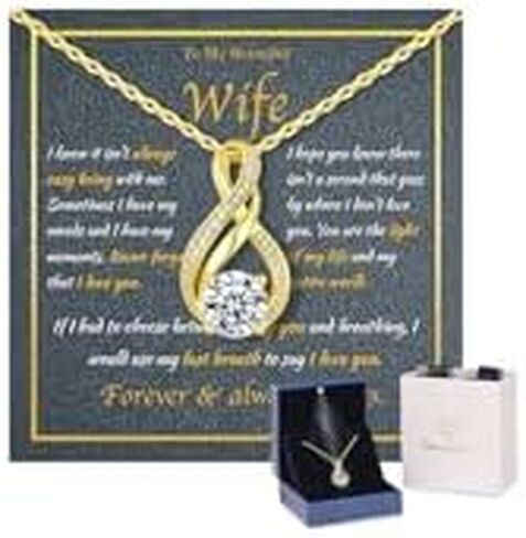 KRZ Anniversary Jewelry Gift for Wife, Birthday Christmas Valentines Day Gifts for Women - Love Card Present for Wife Her Girlfriend in Saudi Arabia
