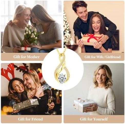 KRZ Anniversary Jewelry Gift for Wife, 925 Sterling Silver with Gold Plated Birthday Christmas Valentines Day Gift - Love Card Present for Wife Her Women Girlfriend in Saudi Arabia