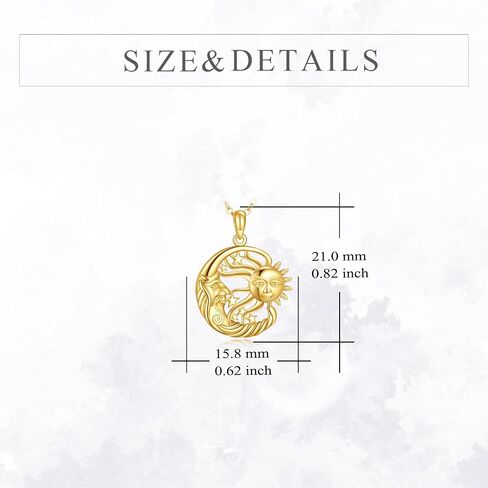 KECHO 14K الصلبة الذهب الشمس القمر ستار قلادة زوجين قلادة 14K الذهب الحقيقي مجوهرات الذكرى هدايا عيد الميلاد للنساء in Kuwait