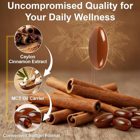Ceylon Cinnamon Softgels with MCT Oil – 300 Softgels | Easy Absorption, Supports Digestive Comfort & Overall Wellness, Non-GMO, Gluten Free, Soy Free in Kuwait