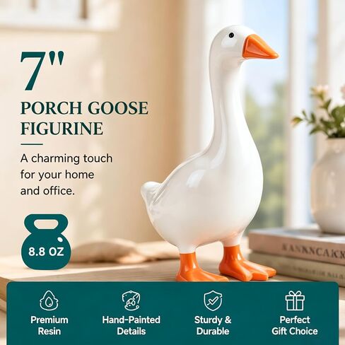 7 Inch Desk Goose Statue, Mini Goose Figurine for Office Desk & Home Decor, Cute Desktop Goose Decoration, Small Gift for Friends Coworkers in Saudi Arabia