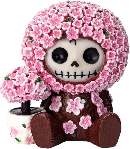 Pacific Giftware Sakura Furrybones Cherry Blossom Skeleton Figurine, Cute Pink Skull Collectible Statue with Flower Pot, Kawaii Floral Resin Gothic Decor 3.25" H in Saudi Arabia