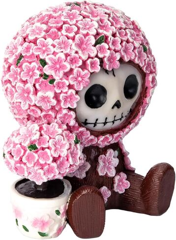 Pacific Giftware Sakura Furrybones Cherry Blossom Skeleton Figurine, Cute Pink Skull Collectible Statue with Flower Pot, Kawaii Floral Resin Gothic Decor 3.25" H in Saudi Arabia