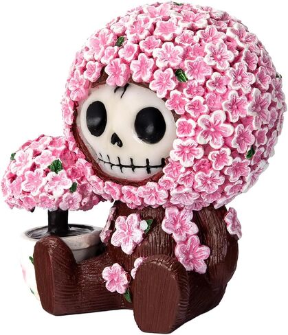 Pacific Giftware Sakura Furrybones Cherry Blossom Skeleton Figurine, Cute Pink Skull Collectible Statue with Flower Pot, Kawaii Floral Resin Gothic Decor 3.25" H in Saudi Arabia