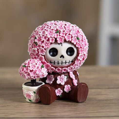 Pacific Giftware Sakura Furrybones Cherry Blossom Skeleton Figurine, Cute Pink Skull Collectible Statue with Flower Pot, Kawaii Floral Resin Gothic Decor 3.25" H in Saudi Arabia