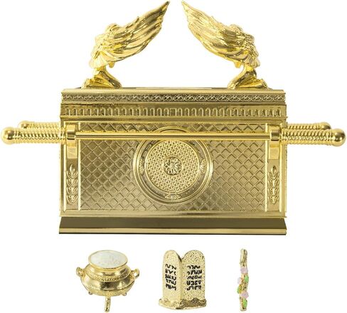 BRTAGG The Ark of The Covenant Historic Model Replica with Rod of Aaron/Manna/Ten Commandments, Gold Plated Religious Decorative Figurine Collectible Judaic Israel (1:10 Scale, 6.8" Long, Model 2793) in Saudi Arabia