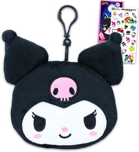 Kuromi Coin Purse Set - Bundle with 5" Sanrio Mini Pouch with Keychain Plus Stickers, More | Kuromi Coin Wallet for Women in Saudi Arabia
