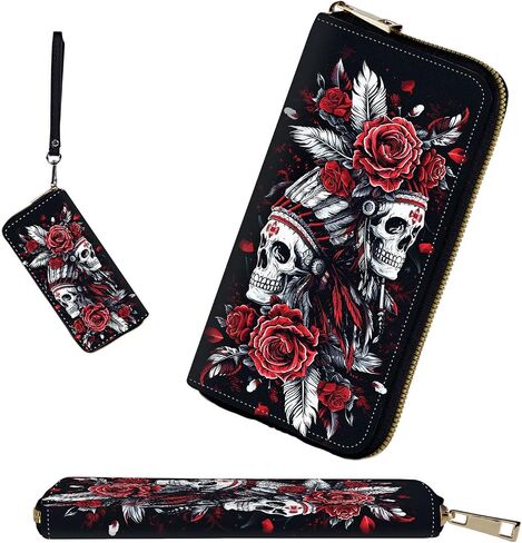 RFID-Blocking Zip Around Wallets for Women with Detachable Wrist Strap,Large Capacity Phone Holder with Card Organizer & Coin Pocket,Colorful Butterflies on Wooden in Saudi Arabia