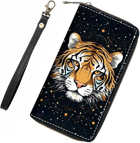 Brown Cow Print Wallet for Women with Credit Card Holder Coin Money Clip PU Leather Zip Around Clutch Wallet in Saudi Arabia