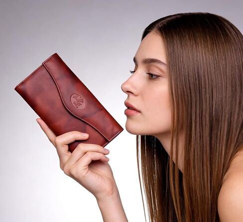 Julia Buxton Heiress Genuine Leather Clutch Wallet, Large RFID Blocking Organizer (Red) in Saudi Arabia