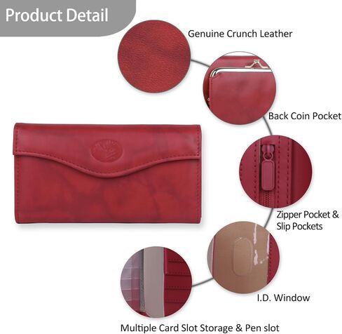 Julia Buxton Heiress Genuine Leather Clutch Wallet, Large RFID Blocking Organizer (Red) in Saudi Arabia