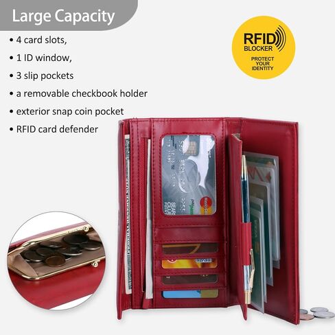 Julia Buxton Heiress Genuine Leather Clutch Wallet, Large RFID Blocking Organizer (Red) in Saudi Arabia