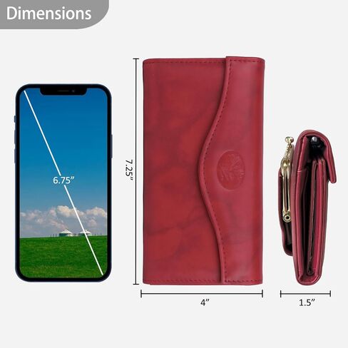 Julia Buxton Heiress Genuine Leather Clutch Wallet, Large RFID Blocking Organizer (Red) in Saudi Arabia