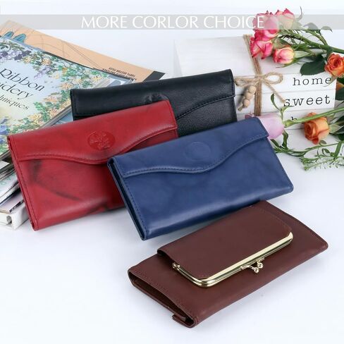 Julia Buxton Heiress Genuine Leather Clutch Wallet, Large RFID Blocking Organizer (Red) in Saudi Arabia
