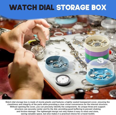 4 Pcs Watch Parts Organizer Kit with Movement Dust Cover, Parts Storage Box, Dial Storage Box, Air Blower Dust Blaster for Watch Repair in Saudi Arabia