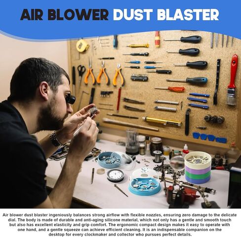 4 Pcs Watch Parts Organizer Kit with Movement Dust Cover, Parts Storage Box, Dial Storage Box, Air Blower Dust Blaster for Watch Repair in Saudi Arabia