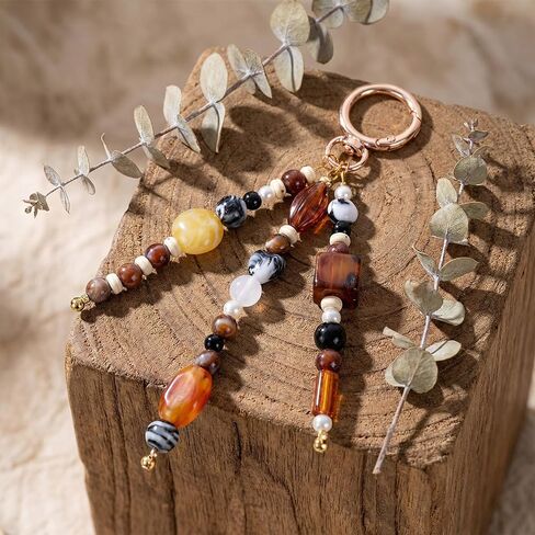 Cute Crystal Keychain Gifts - Boho Beaded Key Chain Inspirational Bag Purse Charms Accessories Women Birthday Gift in Saudi Arabia