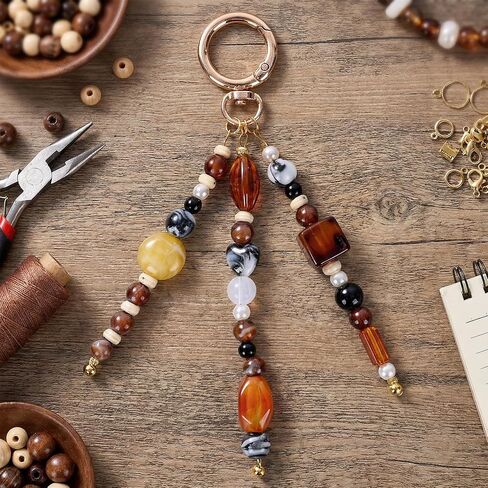 Cute Crystal Keychain Gifts - Boho Beaded Key Chain Inspirational Bag Purse Charms Accessories Women Birthday Gift in Saudi Arabia