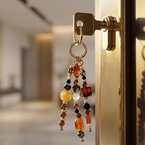 Cute Crystal Keychain Gifts - Boho Beaded Key Chain Inspirational Bag Purse Charms Accessories Women Birthday Gift in Saudi Arabia