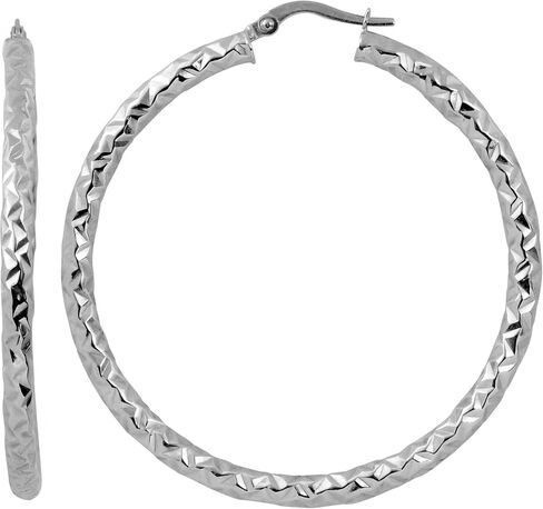 Kooljewelry 10k Gold 40 mm Diamond-cut Round Hoop Earrings in Kuwait