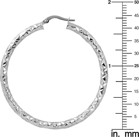 Kooljewelry 10k Gold 40 mm Diamond-cut Round Hoop Earrings in Kuwait