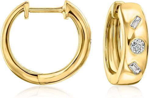 Ross-Simons 0.25 ct. t.w. Multi-Shaped Lab-Grown Diamond Hoop Earrings in 18kt Gold Over Sterling in Kuwait