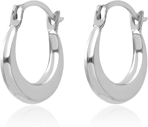 IceCarats 14K Solid White Gold Small Huggie Hoop Earrings 12mm 1/2 inch Snap Back, Polished For Her in Kuwait
