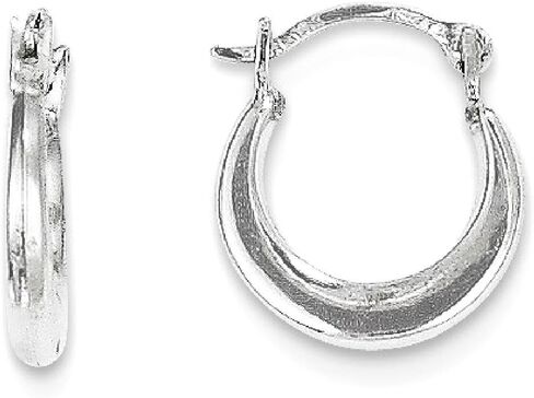 IceCarats 14K Solid White Gold Small Huggie Hoop Earrings 12mm 1/2 inch Snap Back, Polished For Her in Kuwait